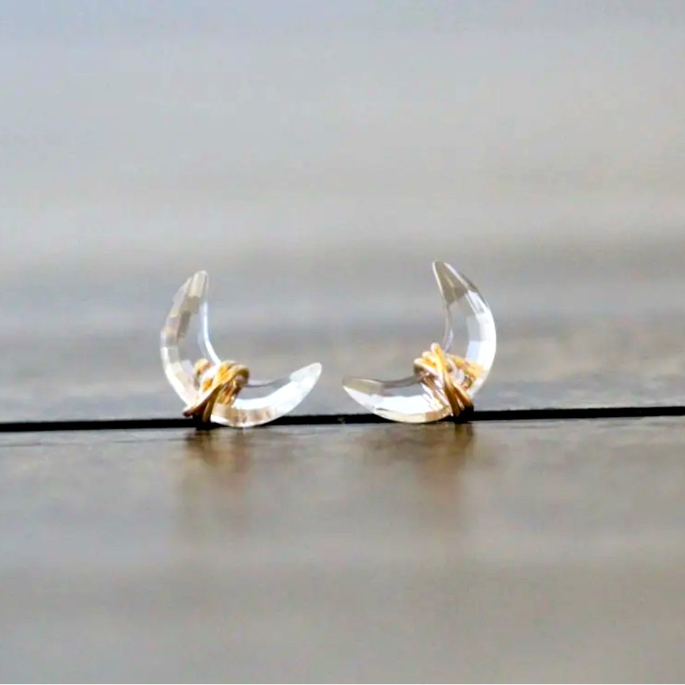 Crystal Quartz Moonbeam Studs